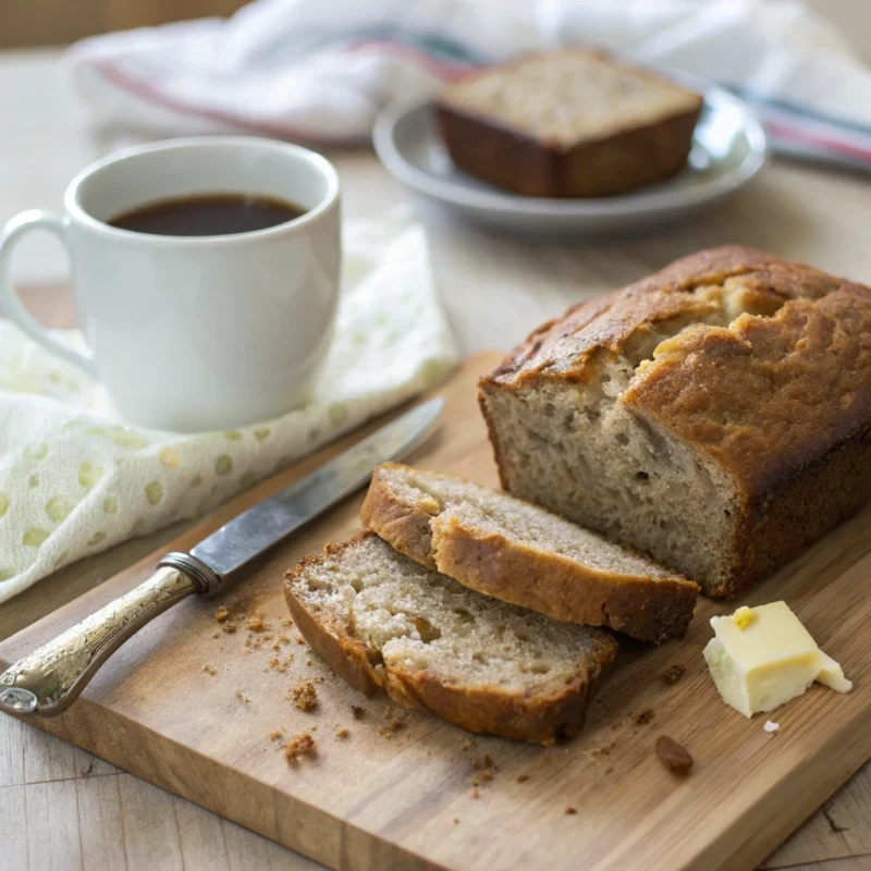 A side-by-side comparison of underbaked and perfectly baked banana bread—avoid common mistakes when making banana bread for best results.