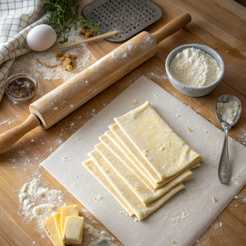 Unbaked Pepperidge Farm puff pastry and phyllo dough side by side, showing their textures. Is Pepperidge Farm Puff Pastry the Same as Phyllo?
